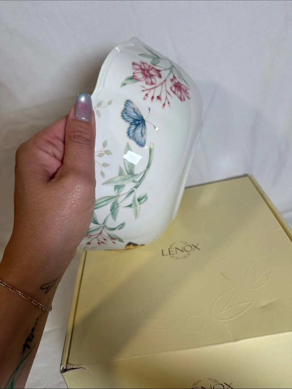 Lenox Butterfly Meadow White Porcelain Serving Bowl